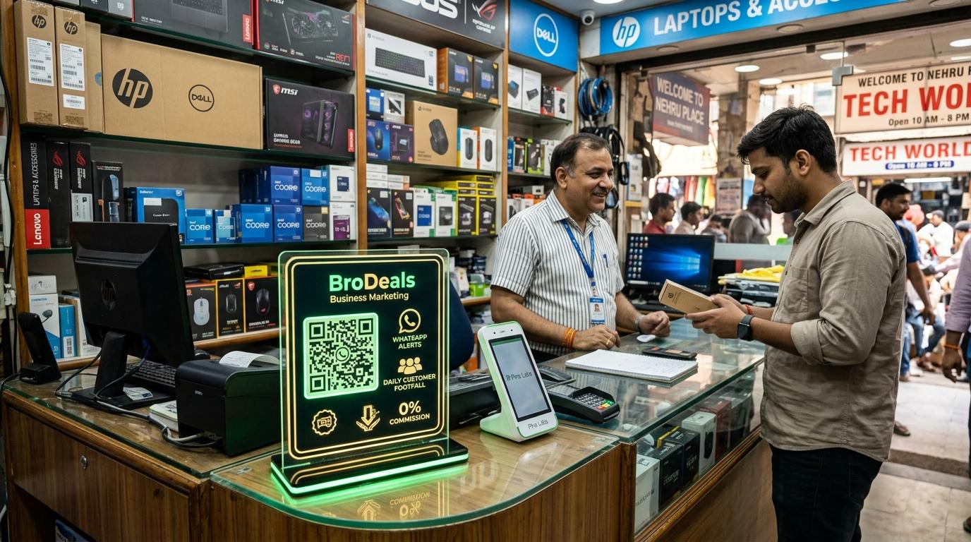 BroDeals Business Marketing Standee QR in Nehru Place Computer Market Delhi